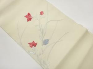 紗 花葉模様織出し名古屋帯
